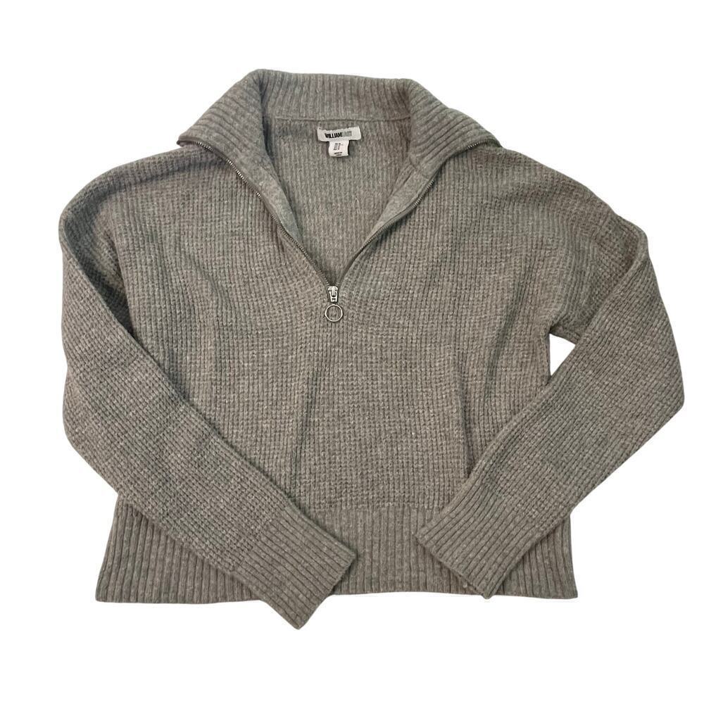 William Rast Womens Medium Quarter Zip Pullover Gray Stretch Waffle Top